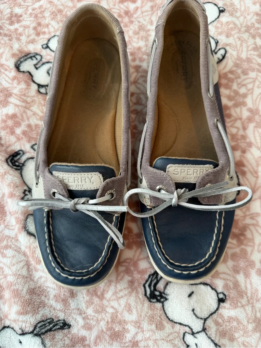 Sperry Navy Blue and Tan Two-Tone Boat Shoes